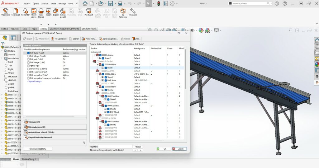 SOLIDWORKS a hromadný export výkresů do PDF. pomocí CustomTools